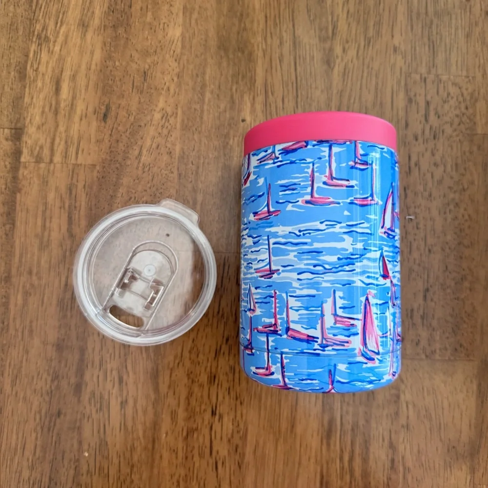 NWT Lilly Pulitzer Insulated Can Tumbler 11.8 oz Zanzibar Blue Boatylicious